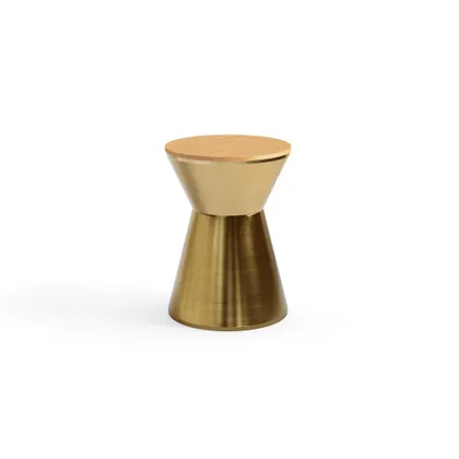 Kettle Side Table - Brass - Metal / Oak - Wood