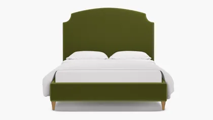 Cove Bed, Sage Performance Velvet, Natural Decorative Tapered Leg, King