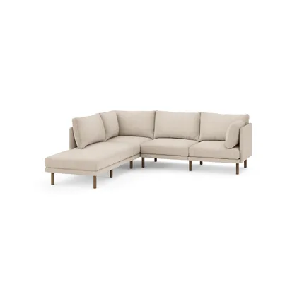 Field 5-Piece One Arm Sectional Lounger - Oatmeal - Performance Chenille / Walnut - Wood