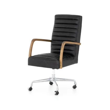 Bryson Channeled Desk Chair-Smoke