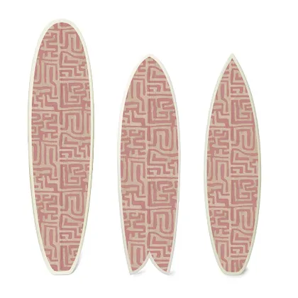 Terracotta Classic Kuba Cloth Surfboard by St. Frank | Pink | Fish 70" H