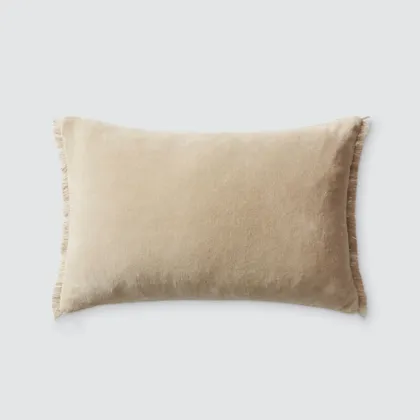 The Citizenry Naveta Velvet | Small Lumbar Pillow | 12" x 20" | Blue