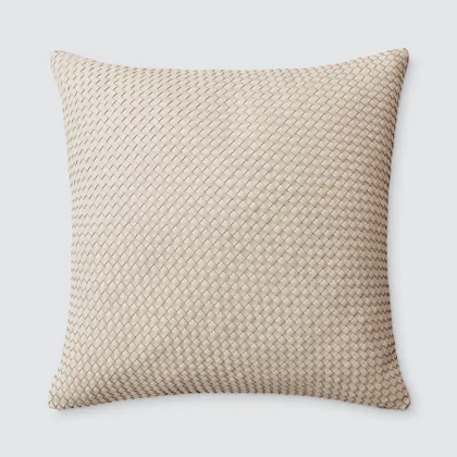 The Citizenry Dhara Leather Square Pillow | 18" x 18" | Ivory