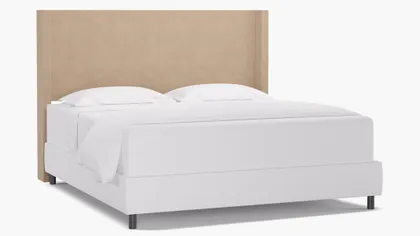 Modern Wingback Headboard, Pearl Classic Velvet, King
