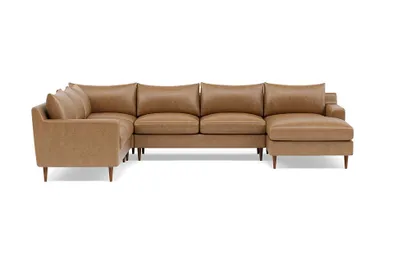 Sloan 4-Piece Leather Corner Sectional Sofa with Right Chaise
