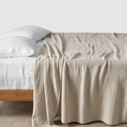 The Citizenry Organic Cotton Gauze Bed Blanket | Tan