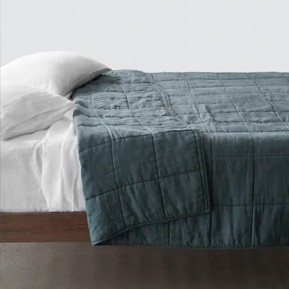 The Citizenry Stonewashed Linen Quilt | Full/Queen | Aegean Blue