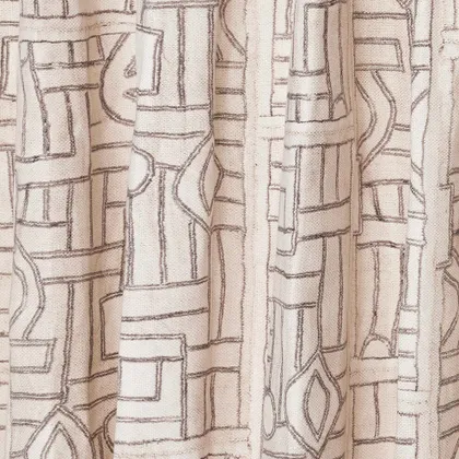 Ecru Maze Kuba Cloth French Pleat Curtain by St. Frank | Brown | 120" Panel | Cotton