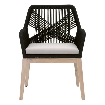 Loom Outdoor Arm Chair, Black, Set of 2