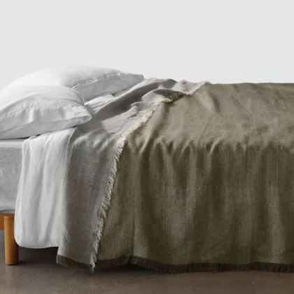 The Citizenry Arya Linen Bed Blanket | Olive