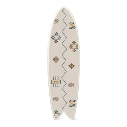 Ecru Cactus Silk Surfboard by St. Frank | White | Shortboard 70" H