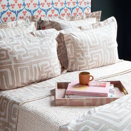 Blush Classic Kuba Cloth Pillowcases + Shams by St. Frank | Pink | King Pillowcase Set | Cotton