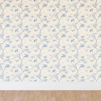 Peel and Stick Wallpaper Roll, Blue Swallows