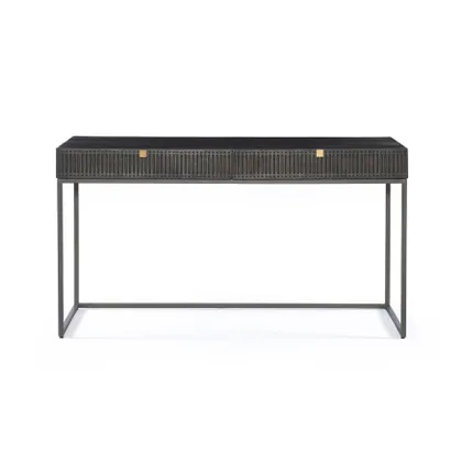 Kelby Writing Desk-Carved Vintage Brown