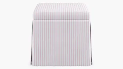 Skirted Storage Ottoman, Pink Classic Ticking Stripe