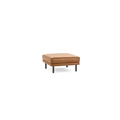 Field Leather Ottoman - Camel - Top Grain Leather / Black - Metal