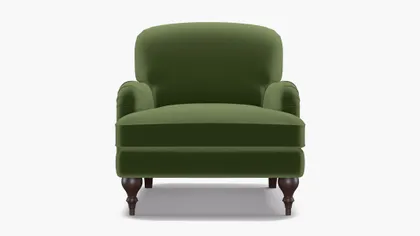 English Roll Arm Chair, Essex Performance Velvet, Espresso Turned Wood Leg