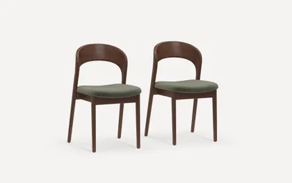 Sonnet Dining Chairs (Set of 2) - Moss Green/Walnut