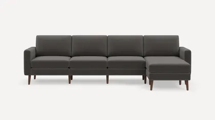 Nomad King Sectional - Heather Charcoal - Performance Chenille / Walnut - Wood / Block