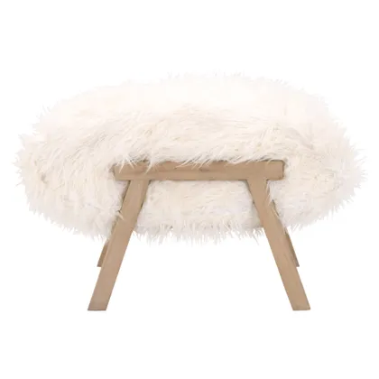Tibet Faux Wool Ottoman, White