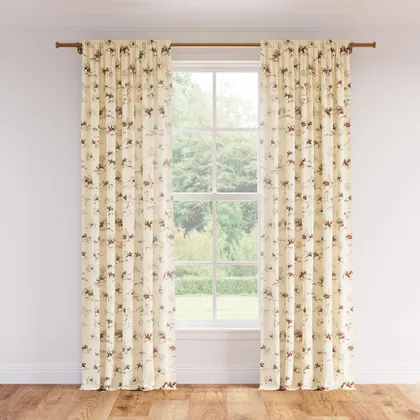 Printed Linen Curtain, Red Cotswold Hunt, 50" x 108", Unlined