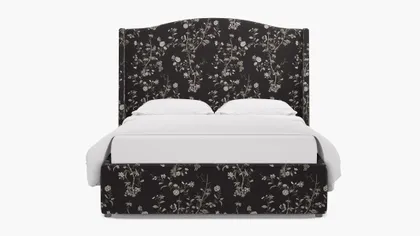 Curved Wingback Bed, Black Bamboo Garden, King