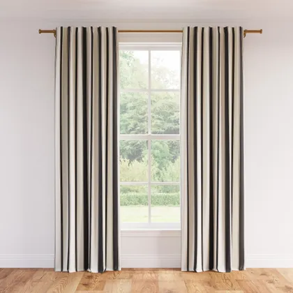 Printed Linen Curtain, Ink Clarence Stripe, 50" x 96", Privacy