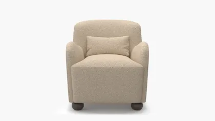Club Chair, Buff Boucle, Espresso Bun Foot