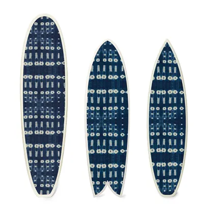 Dots & Shells Indigo Surfboard by St. Frank | Blue | Fish 70" H