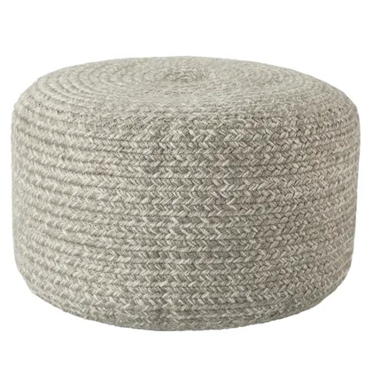 Vibe by Grayton Indoor/ Outdoor Solid Heather Gray/ Cream Cylinder Pouf
