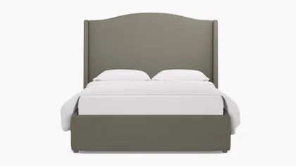 Curved Wingback Bed, Putty Everyday Linen, King