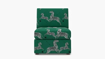 Grande Slipper Chair, Emerald Zebra