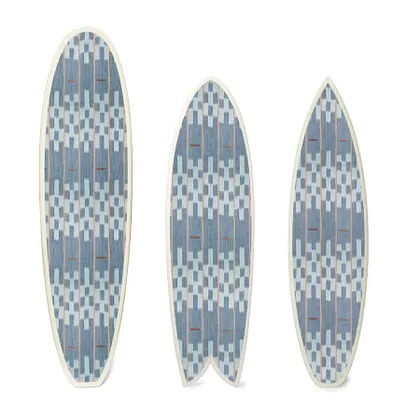Chambray Lattice Baule Surfboard by St. Frank | Blue | Fish 70" H | Cotton