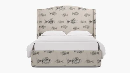 Curved Wingback Bed, Canvas Sakana, King