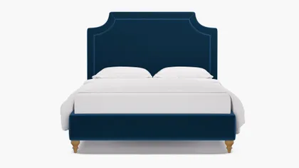 Deco Bed, Royal Performance Velvet, Natural Traditional Turned Leg, Queen