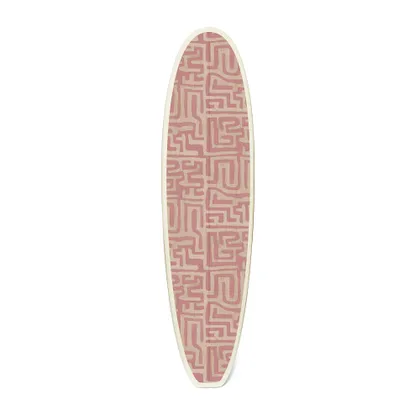 Terracotta Classic Kuba Cloth Surfboard by St. Frank | Pink | Funboard 84" H