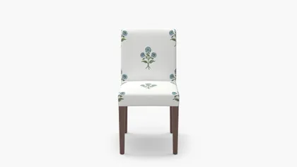 Signature Dining Chair, Blue Delphine, Walnut Square Tapered Leg