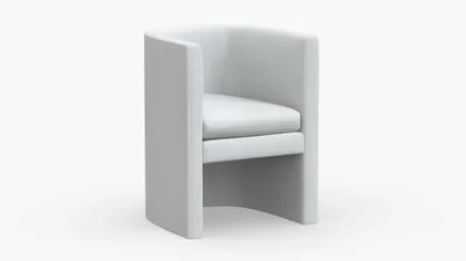 Barrel Back Dining Chair, White Classic Velvet
