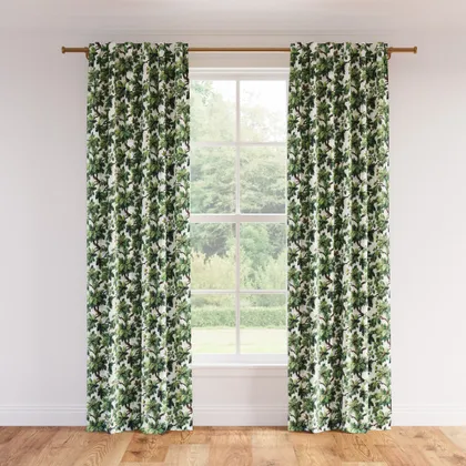 Printed Linen Curtain, Vert Woodland, 50" x 96", Privacy