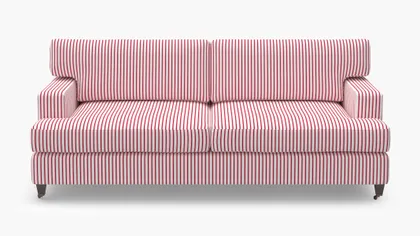 Classic Sofa, Red Classic Ticking Stripe, Espresso with Antique Brass Caster