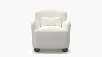 Club Chair, Snow Boucle, Walnut Bun Foot