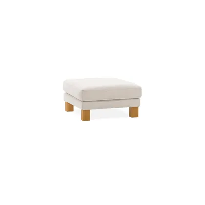 Union Ottoman - Ivory - Performance Chenille / Oak - Wood / Square Leg