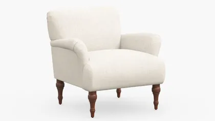 Traditional Accent Chair, Talc Everyday Linen