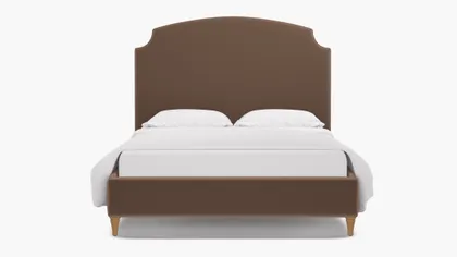 Cove Bed, Mink Performance Plush Velvet, Natural Decorative Tapered Leg, King