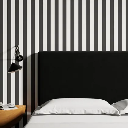 Peel and Stick Wallpaper Roll, Ink Cabana Stripe