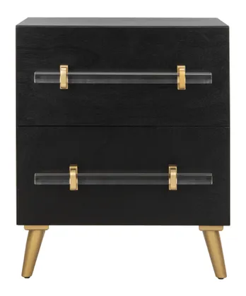 Sienne 2 Drawer Nightstand - Black - Safavieh