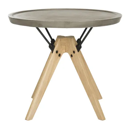Farmond Indoor/Outdoor Modern Concrete 19.69-Inch H Side Table - Dark Grey - Safavieh