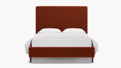 Classic Bed, Rust Performance Velvet, Espresso Square Tapered Leg, Twin