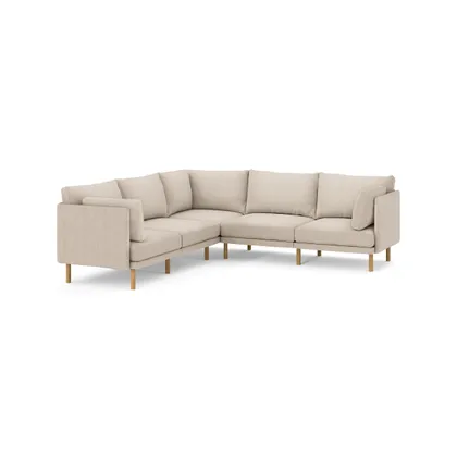Field 5-Piece Sectional - Oatmeal - Performance Chenille / Oak - Wood