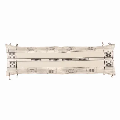 Zeliang Hand-Loomed Tribal Cream/ Black Pillow Cover (13"X48" Lumbar)